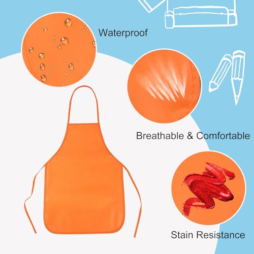 PLULON 15 Pcs Kids Painting Aprons - Non-Woven Art Smocks Bulk with Adjustable Straps for Toddlers Ages 3-5