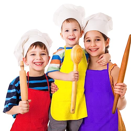 PLULON 15 Pcs Kids Painting Aprons - Non-Woven Art Smocks Bulk with Adjustable Straps for Toddlers Ages 3-5