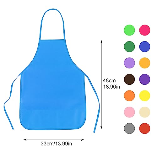 PLULON 15 Pcs Kids Painting Aprons - Non-Woven Art Smocks Bulk with Adjustable Straps for Toddlers Ages 3-5