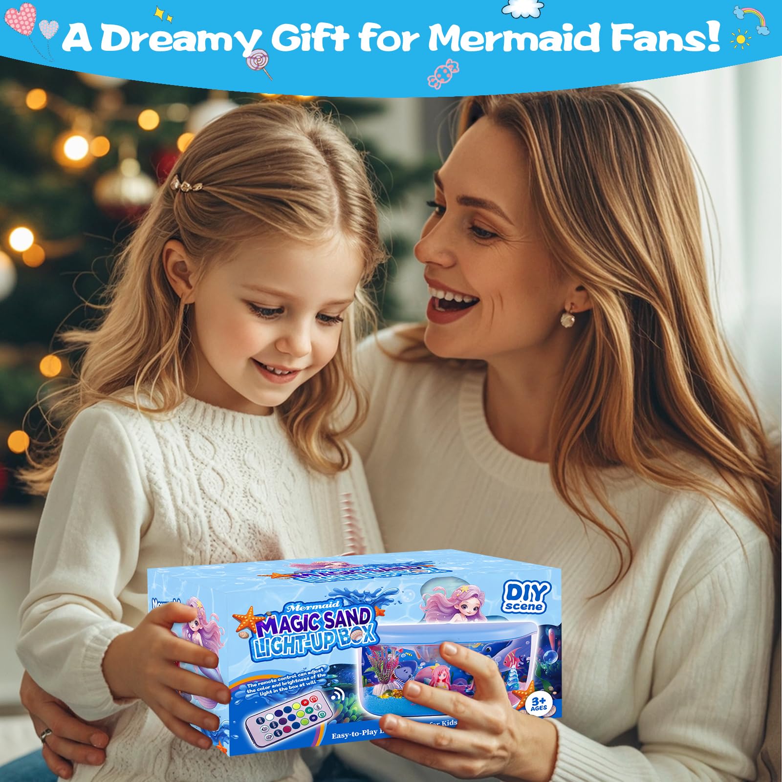 Plunack Mermaid Terrarium Light Up Kit for Kids - DIY Craft Toy with LED Night Light & Remote, Birthday Gift for Girls Ages 4-12