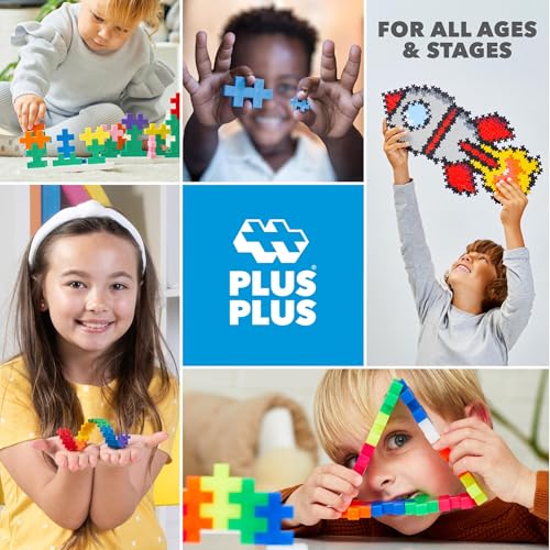 PLUS PLUS Big Glitter Mix Tube – 15 Large Building Blocks for Toddlers, Ages 2+