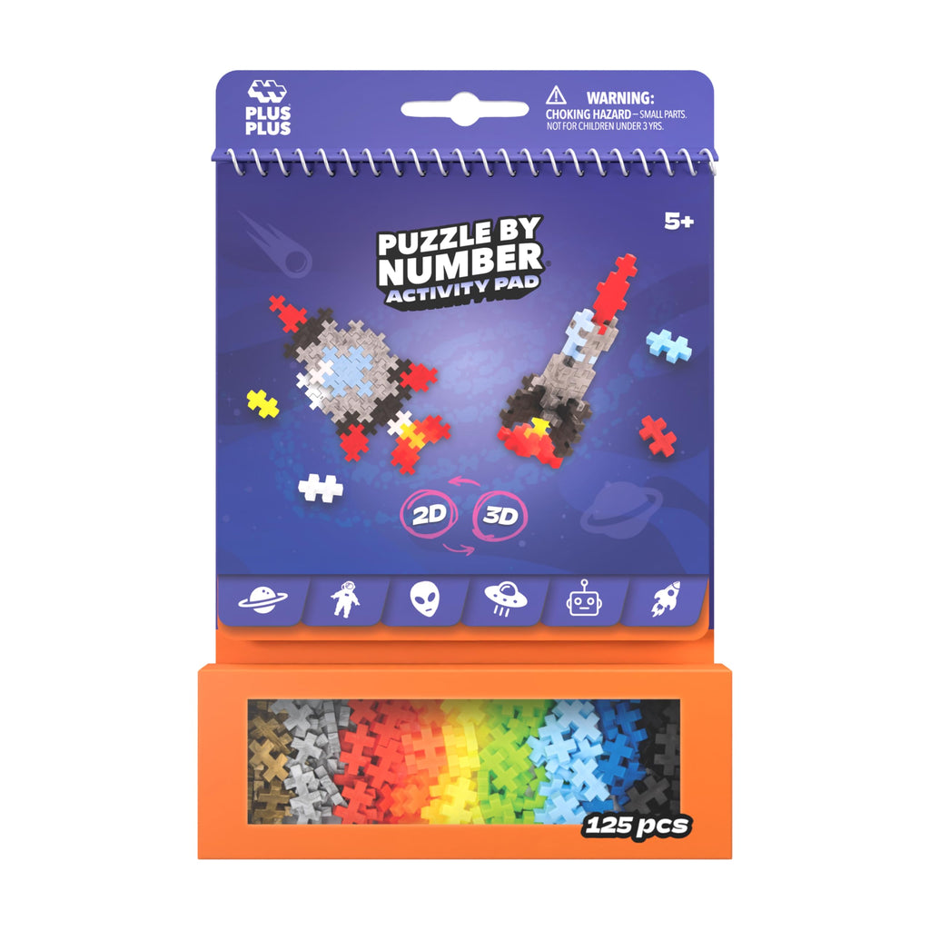 Plus Plus Puzzle By Number Activity Pad Space – STEM Building Toy for Kids 5-12