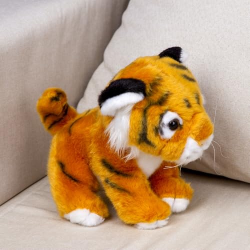 Plushland Brown Tiger Sitting Plush Toy – 7 Inch Super Soft Stuffed Animal
