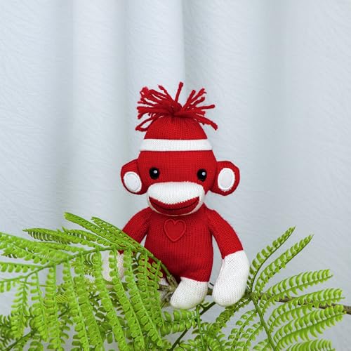 Plushland Hand Knitted Sock Monkey - 6 Inch Adorable Stuffed Animal Toy