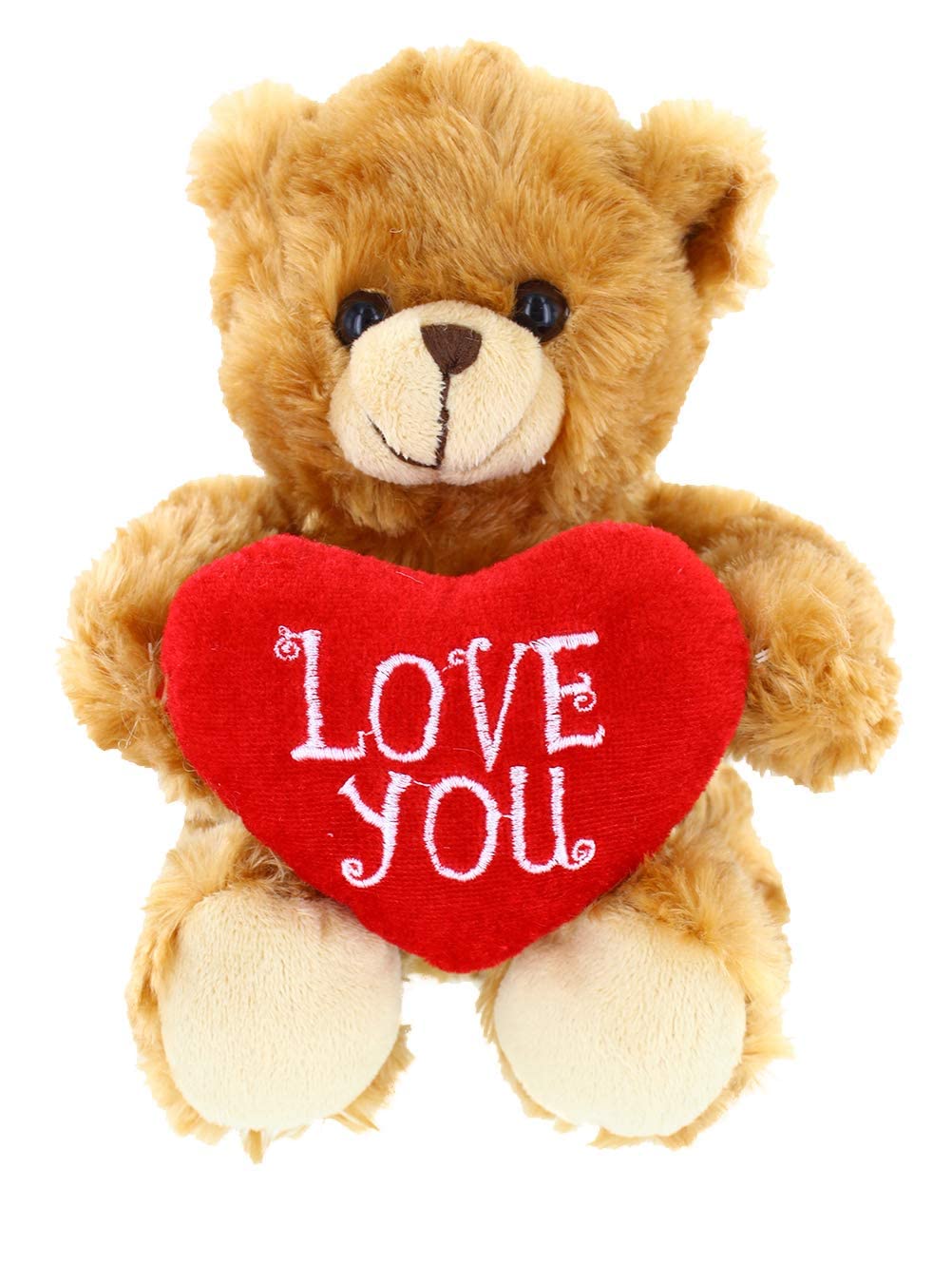 Plushland Mocha Heart Bear – 6-Inch Stuffed Teddy with Embroidered Love Heart, Soft Plush Toy for Kids & Adults
