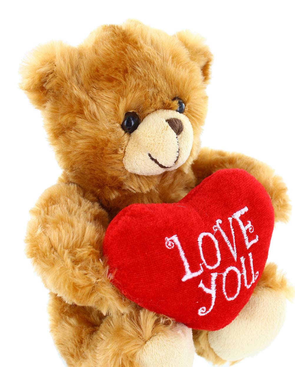 Plushland Mocha Heart Bear – 6-Inch Stuffed Teddy with Embroidered Love Heart, Soft Plush Toy for Kids & Adults