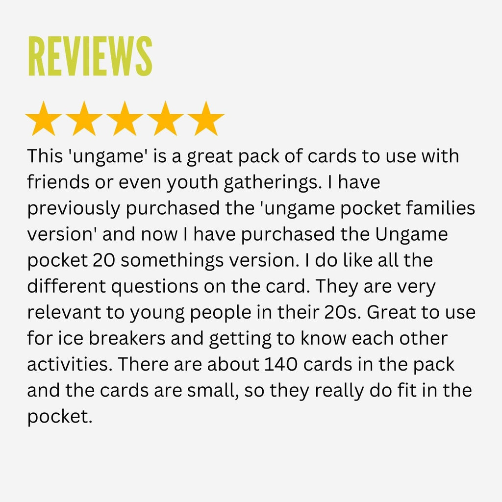 Pocket UNGAME: 20 Somethings Card Game – Lighthearted & Serious Questions for Young Adults (Ages 18+)