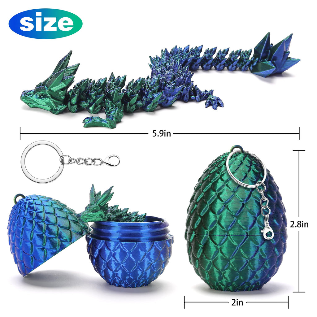 Podafu 4 Pack Mini 3D Printed Dragon Eggs with Crystal Dragon Inside - Easter Basket Stuffers and Kids Decorations with Keychain Option