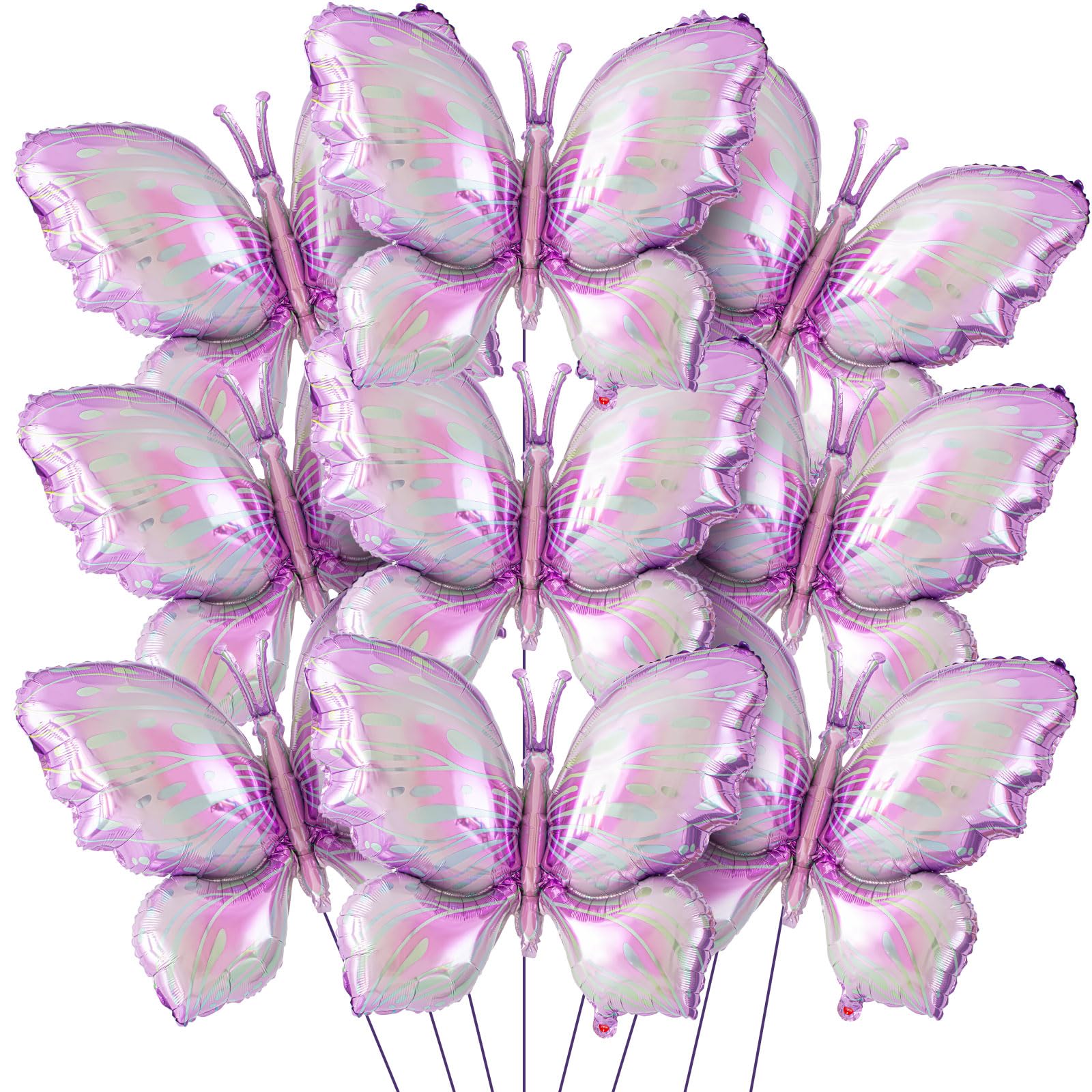 Poen 12 Pack 40 Inch Purple Gradient Butterfly Foil Balloons for Party Decor