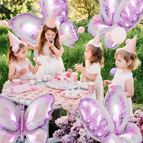 Poen 12 Pack 40 Inch Purple Gradient Butterfly Foil Balloons for Party Decor
