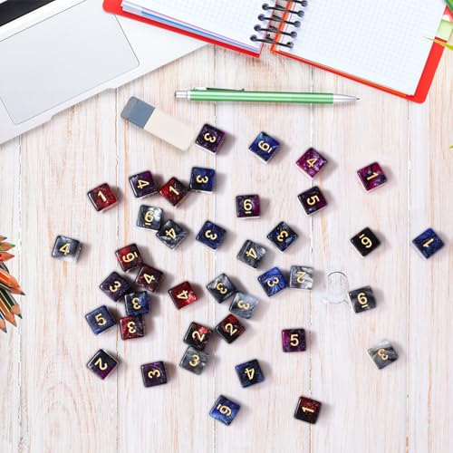 Poen 40 Pack 16mm Glitter Dice Set – 6 Sided Acrylic Dice in 4 Colors for Board Games