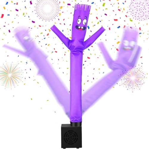 Poen Mini Wacky Waving Inflatable Tube Guy - Purple Desktop Decor with Blower, USB-Powered Gag Toy for Parties and Office Fun