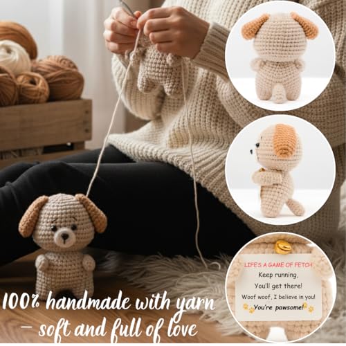 POIVOCF Inspirational Crochet Puppy with Positive Message – Motivational Gift for Graduates, Students, Coworkers, Friends