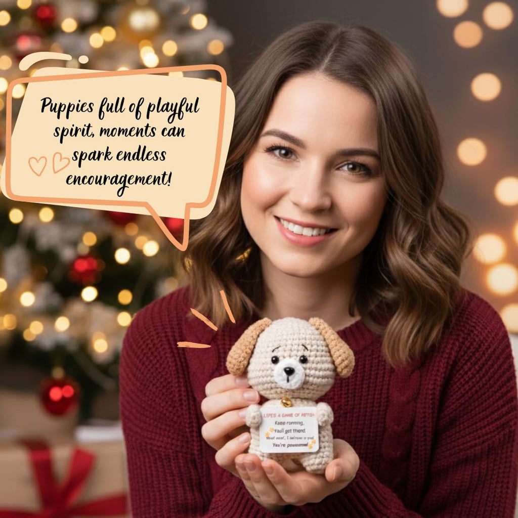 POIVOCF Inspirational Crochet Puppy with Positive Message – Motivational Gift for Graduates, Students, Coworkers, Friends