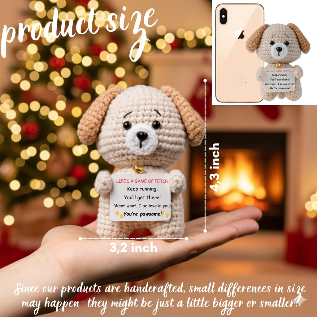 POIVOCF Inspirational Crochet Puppy with Positive Message – Motivational Gift for Graduates, Students, Coworkers, Friends
