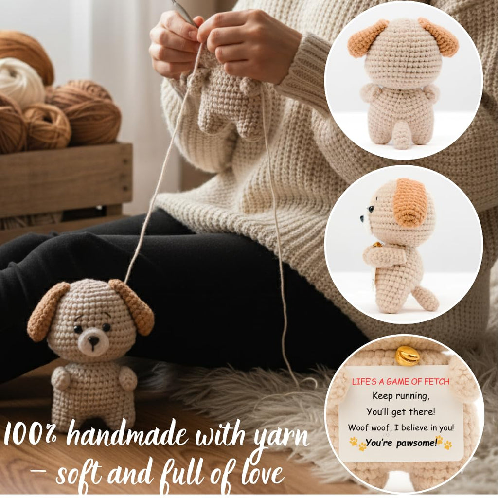 POIVOCF Inspirational Crochet Puppy with Positive Message – Motivational Gift for Graduates, Students, Coworkers, Friends