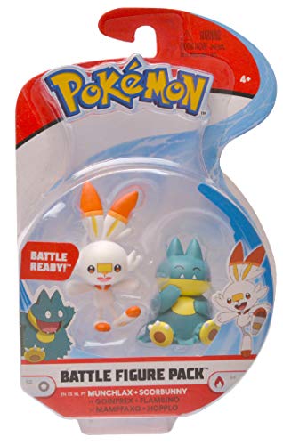 Pokemon 2-Inch Action Figure 2-Pack: Munchlax & Scorbunny from Sword and Shield