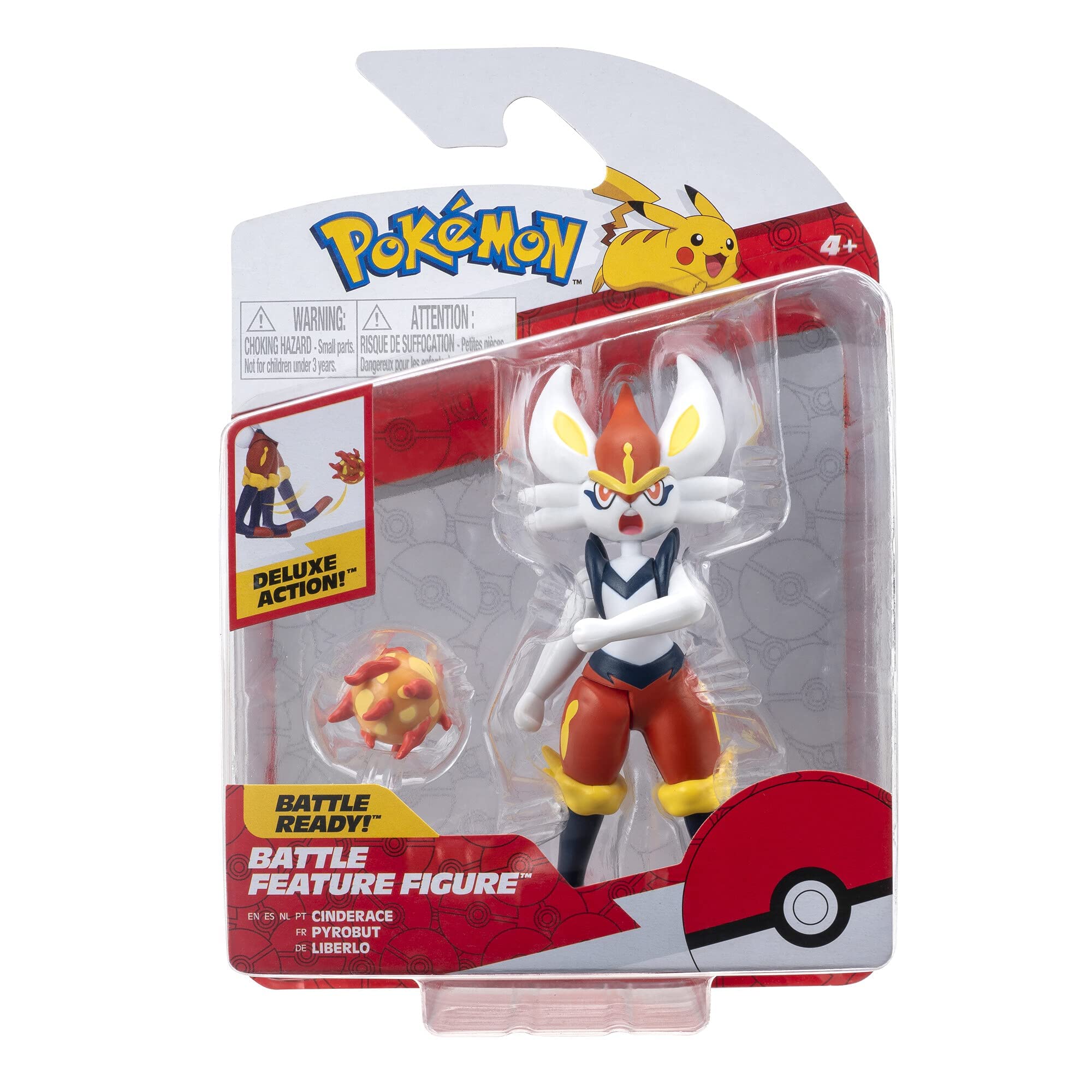 Pokémon Battle Feature Figures Cinderace Action Figure with Fire Kick