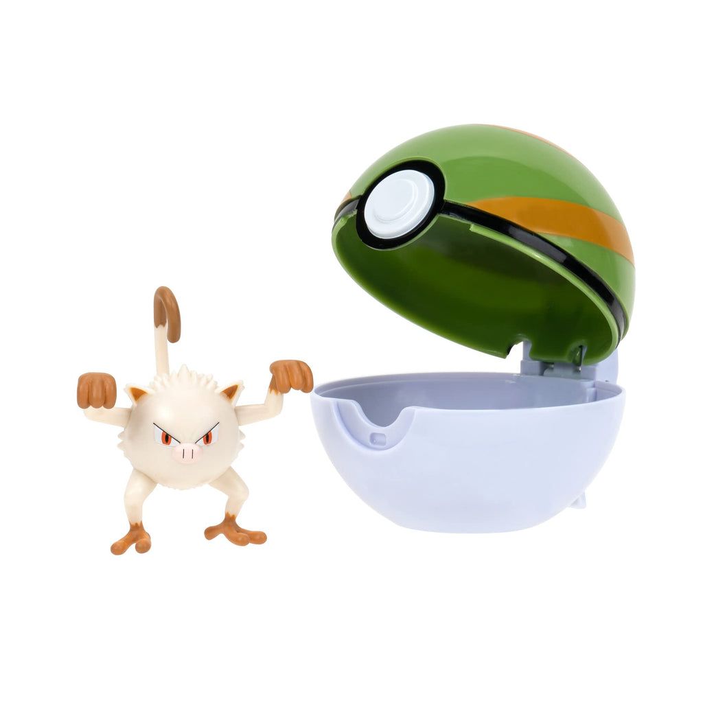 Pokémon Clip 'n' Go Nest Ball with Mankey Figure - 5 cm Official Pokéball Toy for Kids Ages 4+