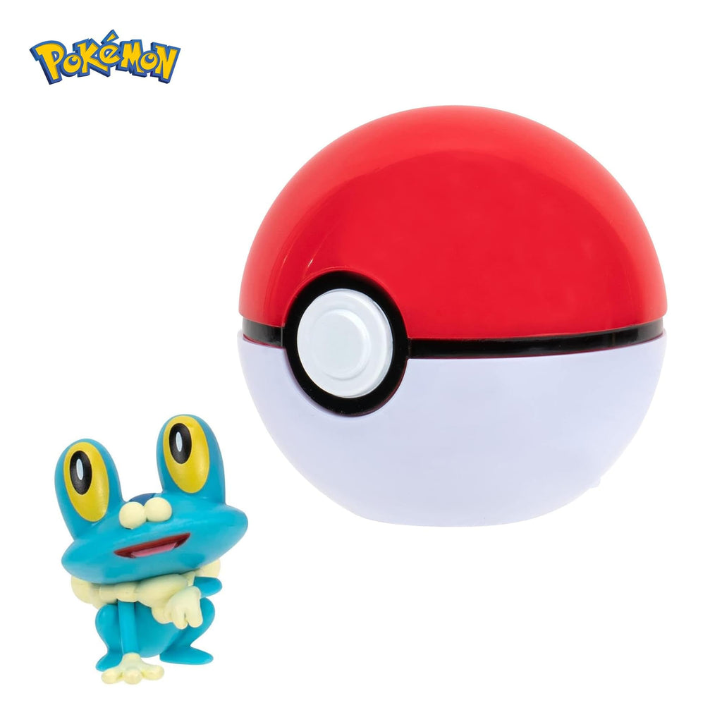 Pokémon Clip'n'Go Poké Ball with Froakie Figure – Official 5 cm Red Ball & Toy Set