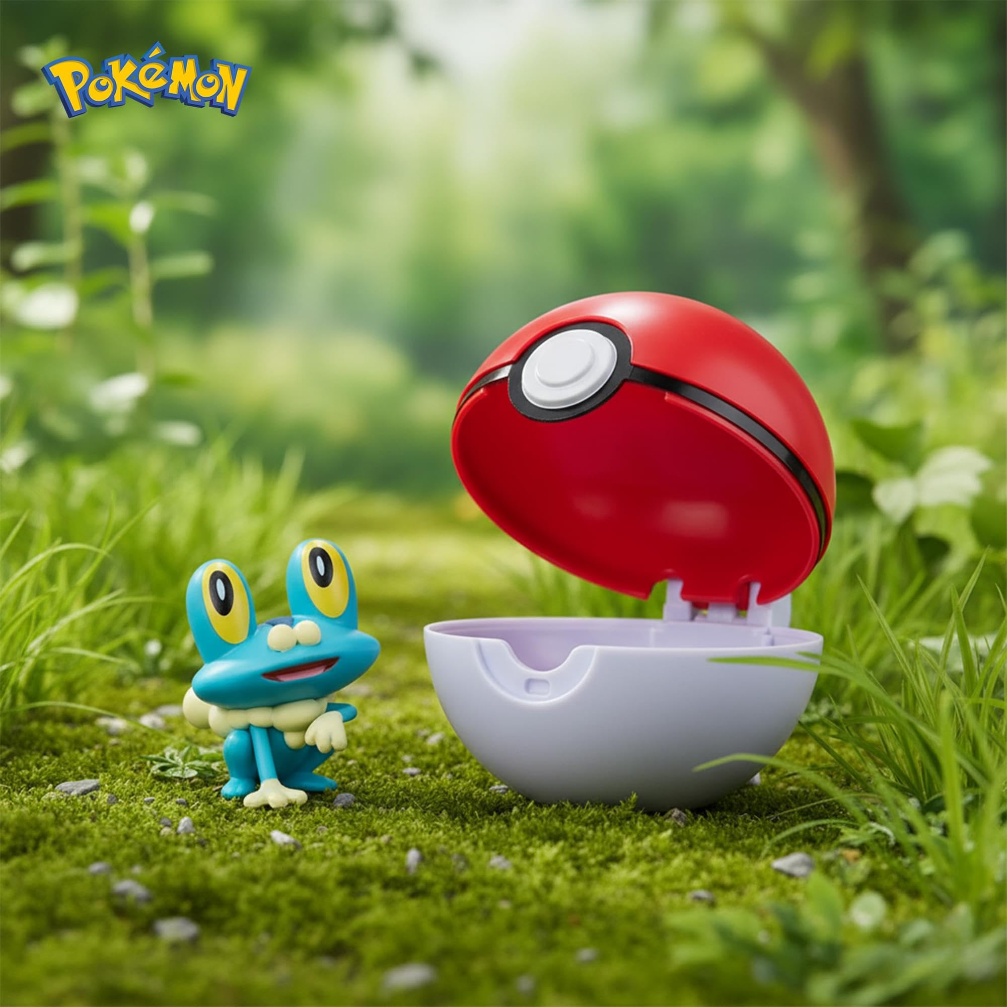 Pokémon Clip'n'Go Poké Ball with Froakie Figure – Official 5 cm Red Ball & Toy Set