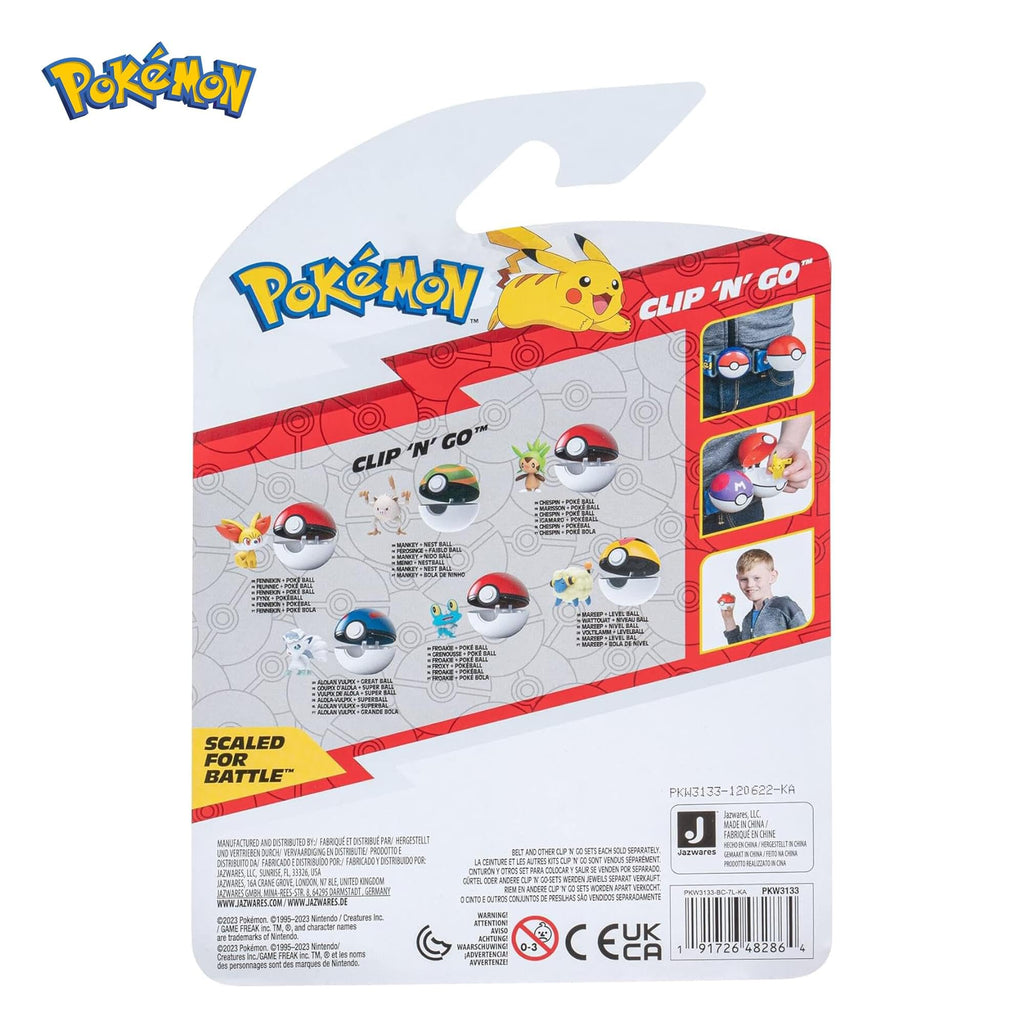 Pokémon Clip'n'Go Poké Ball with Froakie Figure – Official 5 cm Red Ball & Toy Set