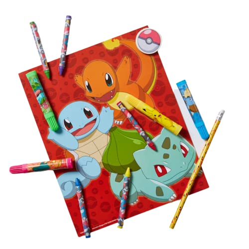 Pokemon Kids Coloring Art and Sticker Set – 30-Piece Craft Kit with Pencil Case