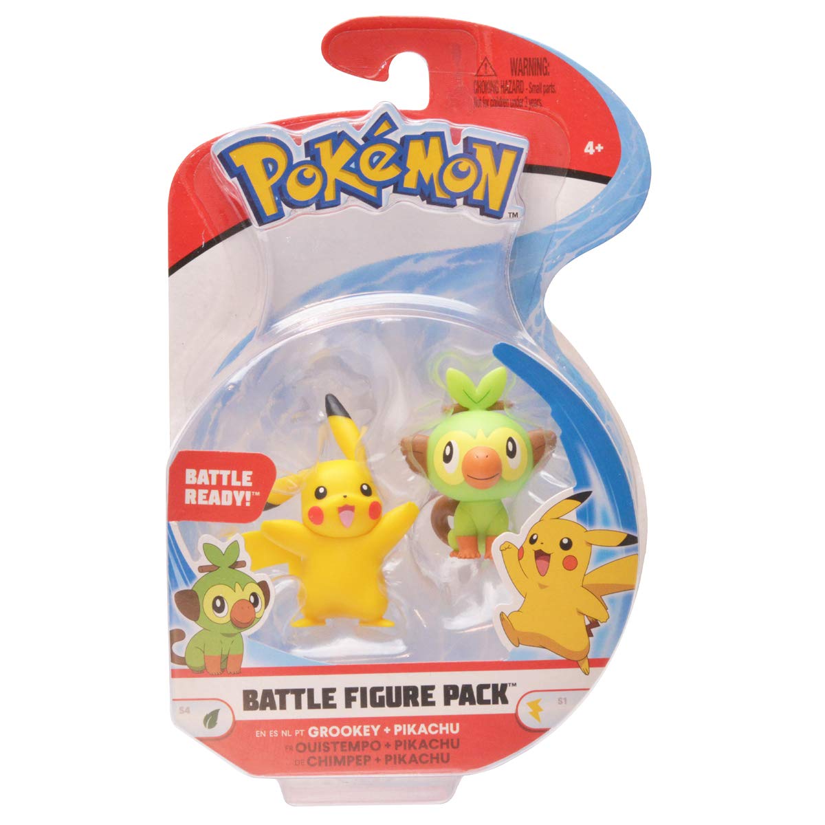 Pokémon Sword and Shield Battle Action Figure 2-Pack – Pikachu and Grookey (2-Inch Official Figures)