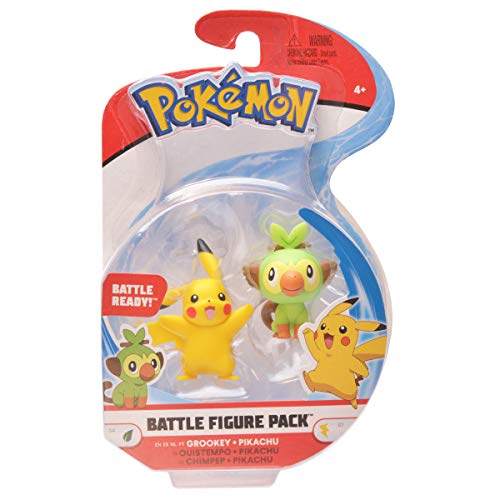 Pokémon Sword and Shield Battle Action Figure 2-Pack – Pikachu and Grookey (2-Inch Official Figures)