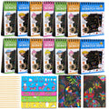 POKONBOY 16 Scratch Art Notebooks for Kids - 10 Sheets Each, 16 Wooden Styluses & 4 Stencils, Party Favors