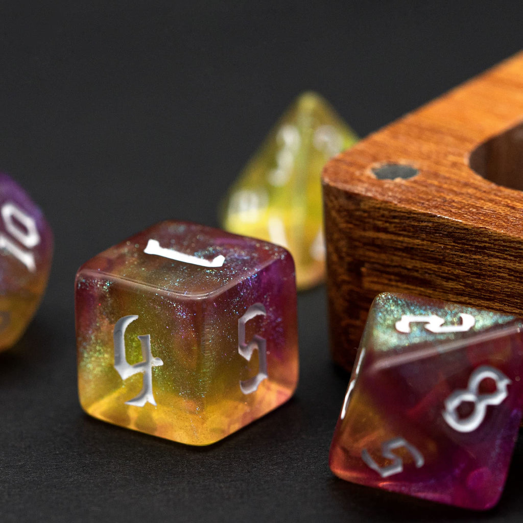 Poludie 5-Set D&D Dice (35 Dice) with Leather Bag – Sickle Font Polyhedral RPG Dice Set