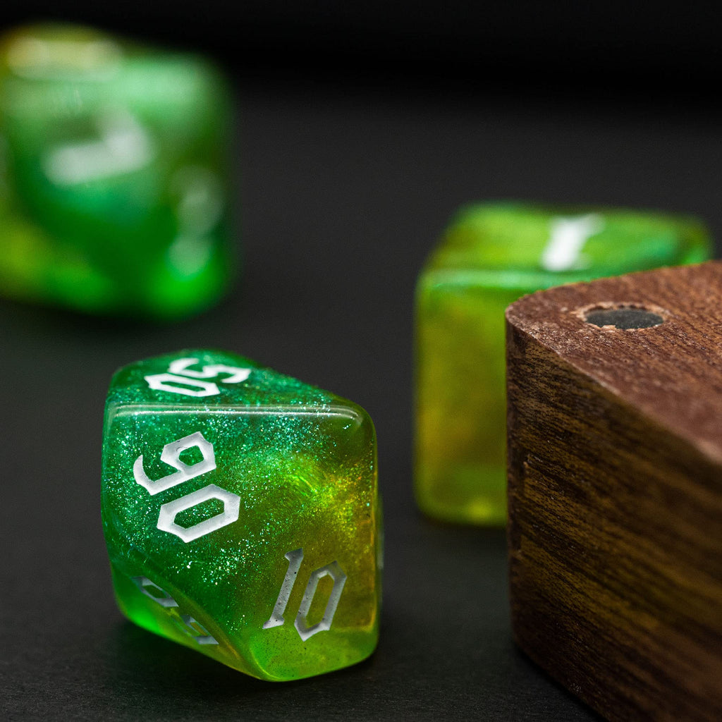 Poludie 5-Set D&D Dice (35 Dice) with Leather Bag – Sickle Font Polyhedral RPG Dice Set