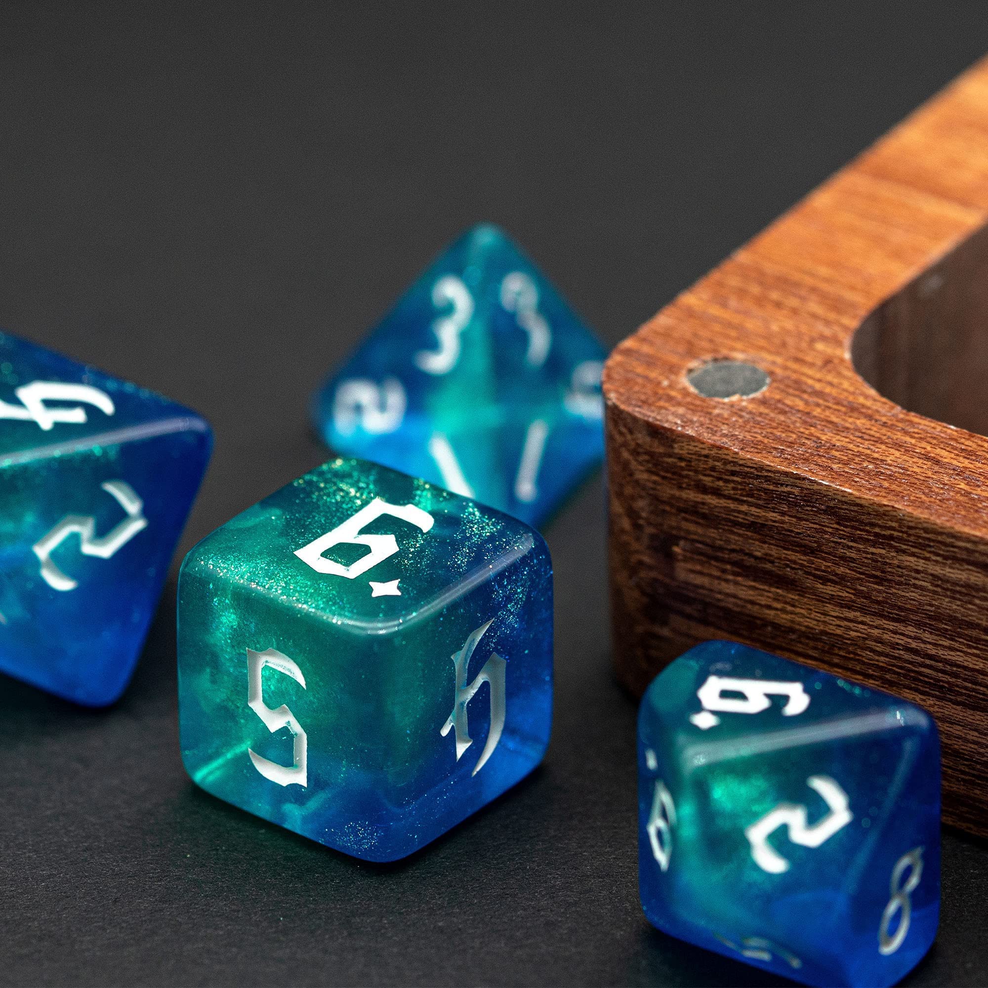 Poludie 5-Set D&D Dice (35 Dice) with Leather Bag – Sickle Font Polyhedral RPG Dice Set