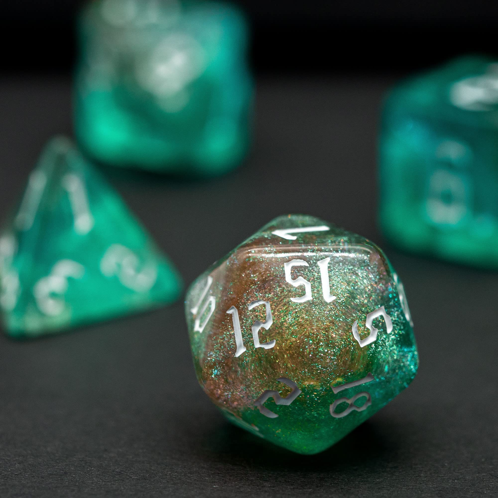 Poludie 5-Set D&D Dice (35 Dice) with Leather Bag – Sickle Font Polyhedral RPG Dice Set