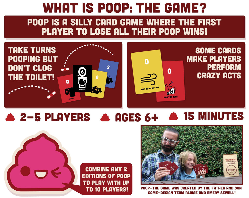 Poop The Game Party Pooper Edition – Hilarious Family Card Game for Kids 6+, 2-5 Players, 15 Min