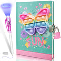 Pop Fidget Butterfly Diary with Lock and Invisible Ink Pen – 160 Lined Pages, 7.5x5.4 Inches, for Kids Ages 6-12