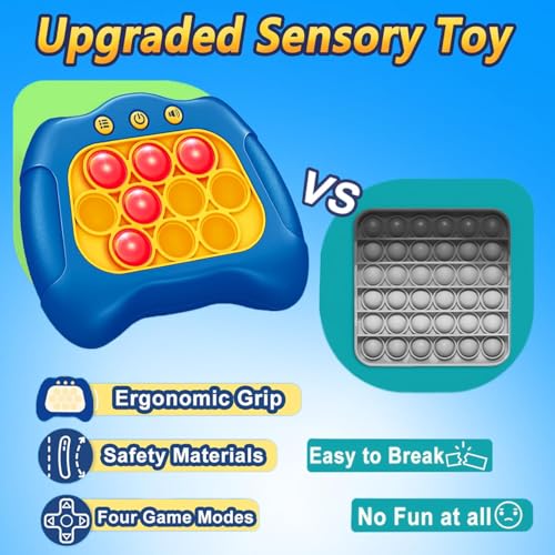Pop Push Game Toy for Kids - Blue - Handheld Fidget Game with 4 Modes