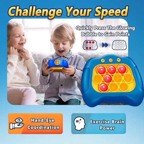 Pop Push Game Toy for Kids - Blue - Handheld Fidget Game with 4 Modes