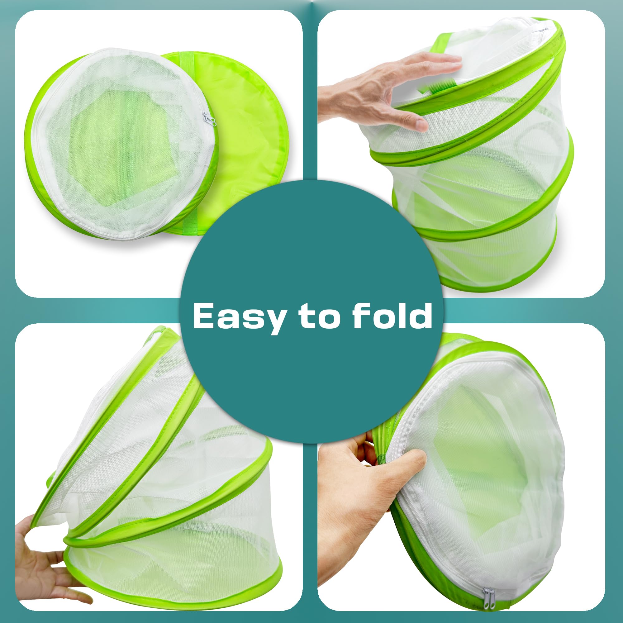 Pop-Up Butterfly Habitat Cage – 12" x 12" x 14" Green Mesh Insect Net with Double Zipper