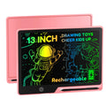 POPERFUN 13 Inch LCD Writing Tablet for Kids - Pink Rechargeable Doodle Board, Anti-Blue Light, Travel Friendly