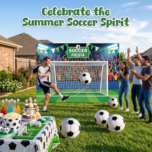 POPLAY 5-Pack 12 Inch Inflatable Soccer Beach Balls – Bulk Party Favors for Summer Games