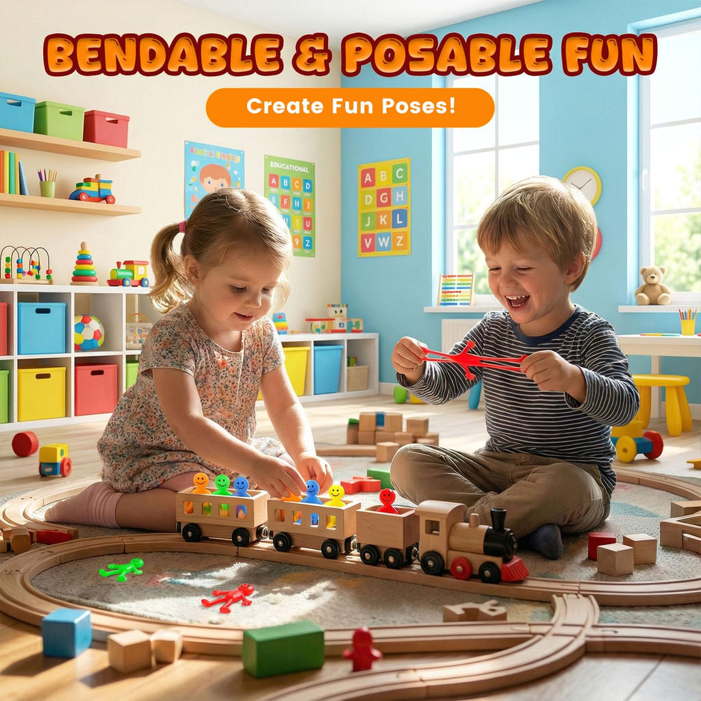 POPLAY 60 Pack Bendable Smile Face Fidget Toys - Stretchy Figures for Party Favors, Classroom Prizes, Stress Relief