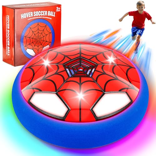 POPSVON Light-Up Hover Soccer Ball with LED Spider Design – Indoor Floating Soccer Toy for Kids Ages 4-12, Includes Batteries