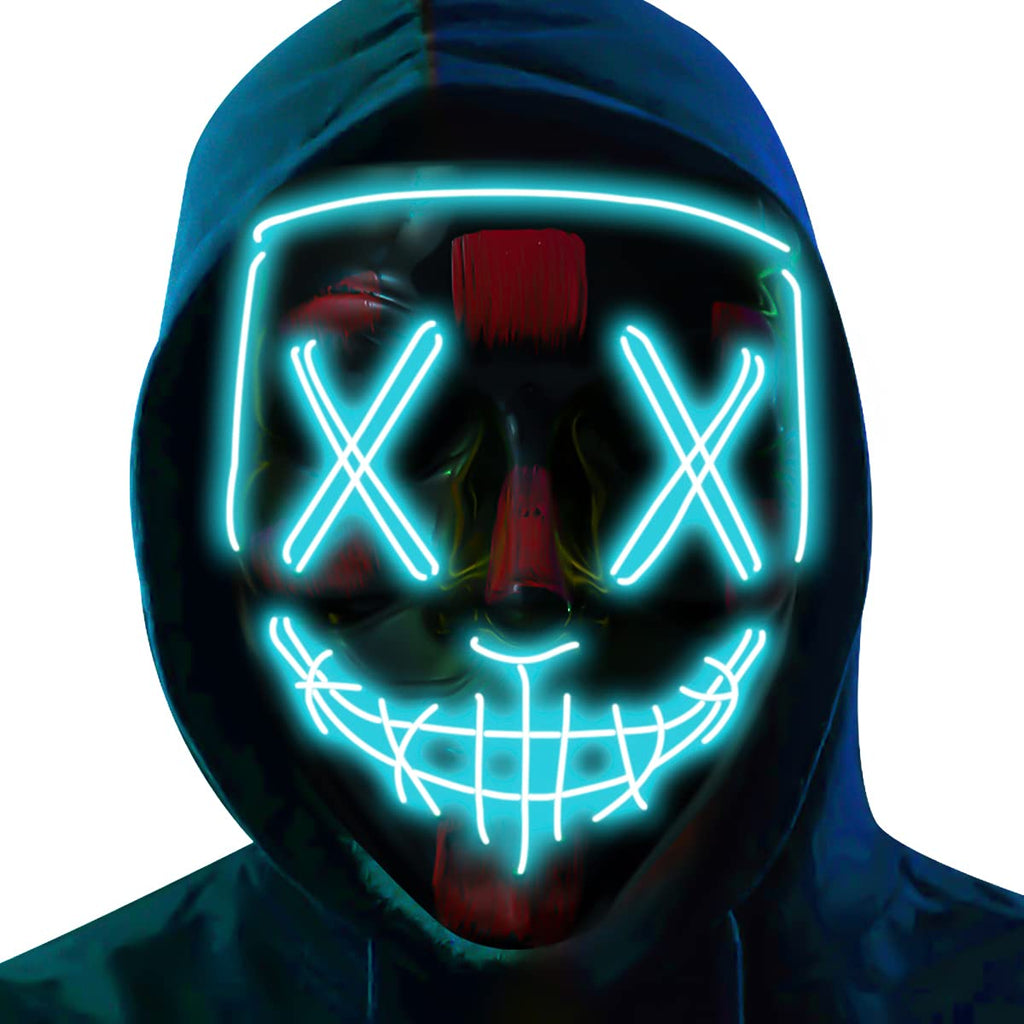 Poptrend LED Halloween Mask – 3 Light Modes, Comfortable Fit for Adults & Kids