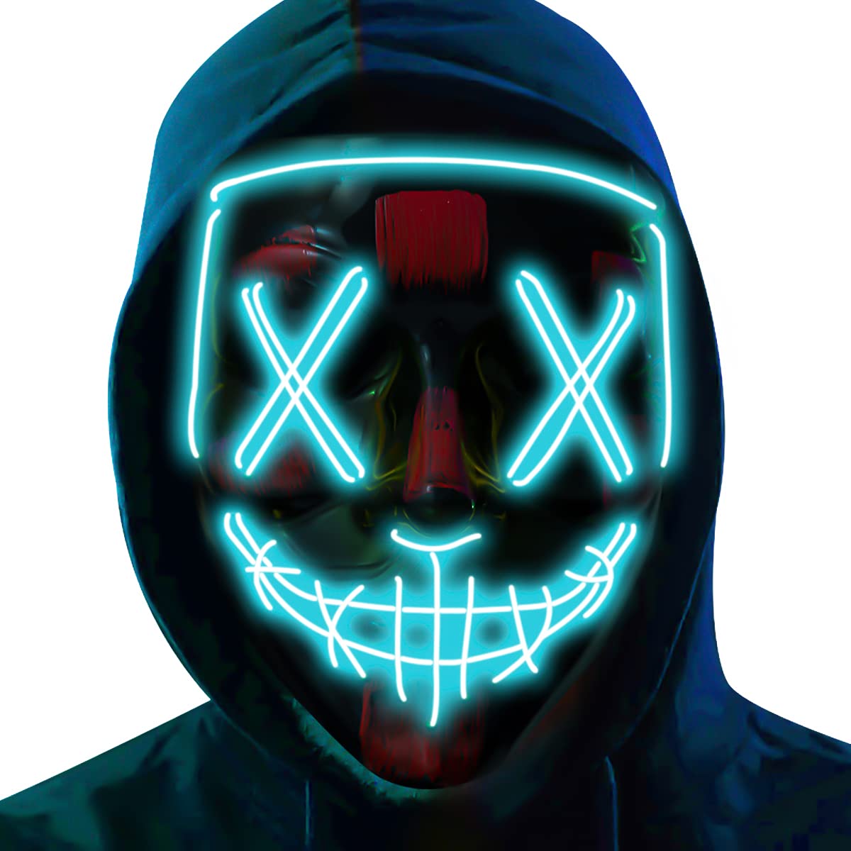 Poptrend LED Halloween Mask – 3 Light Modes, Comfortable Fit for Adults & Kids