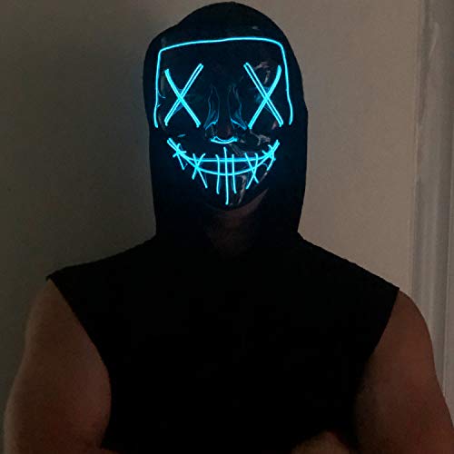 Poptrend LED Halloween Mask – 3 Light Modes, Comfortable Fit for Adults & Kids