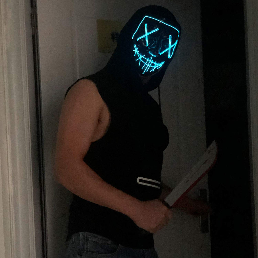 Poptrend LED Halloween Mask – 3 Light Modes, Comfortable Fit for Adults & Kids
