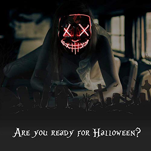 Poptrend LED Light Up Halloween Mask – 3 Modes, Padded Fit, Safe EL Wire