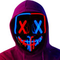 Poptrend LED Light-up Halloween Mask with 3 Modes – Red+Blue PVC & EL Wire Costume Mask