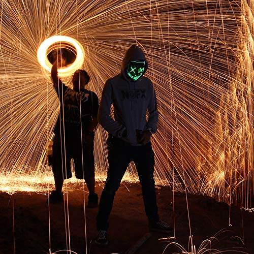 Poptrend LED Light Up Mask for Halloween and Festivals – 3 Modes, Comfortable, Safe